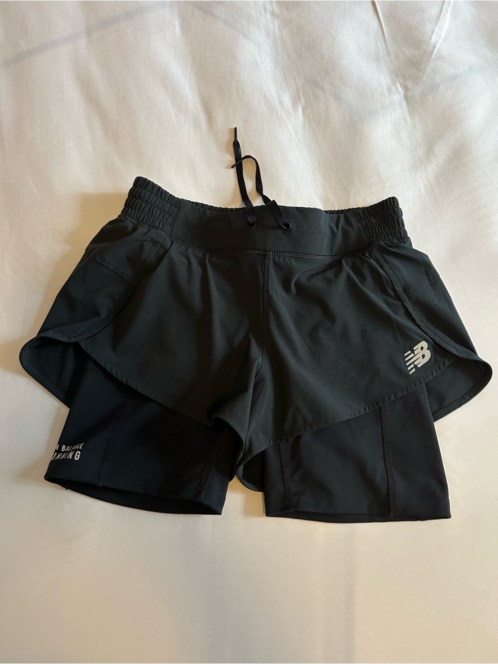 New Balance Women's Black Layered 2-in-1 Athletic Shorts xs